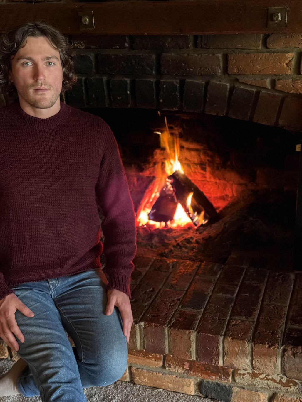 Andes Crew Knit Wine Red