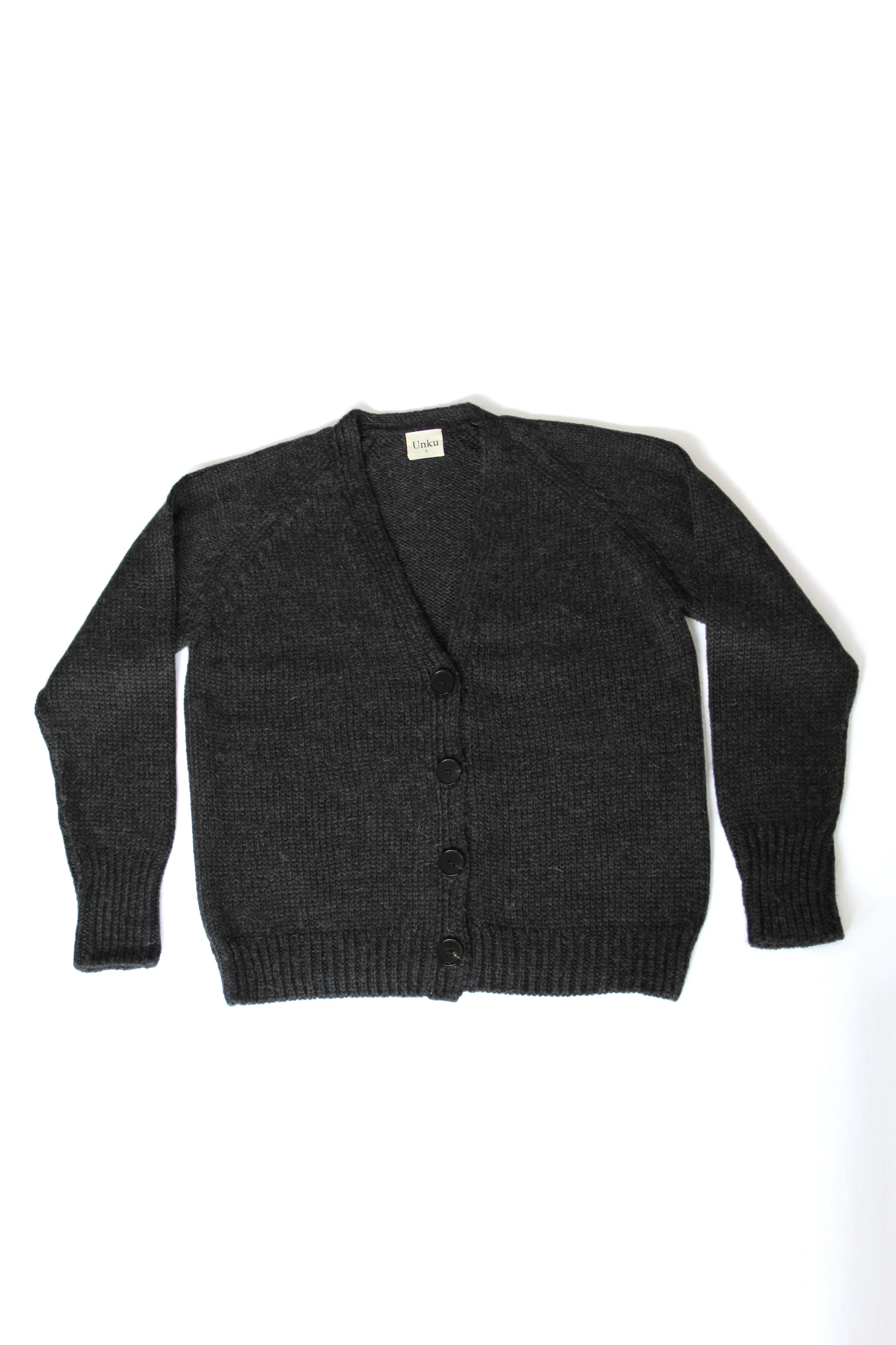 Dark gray cardigan on a white background