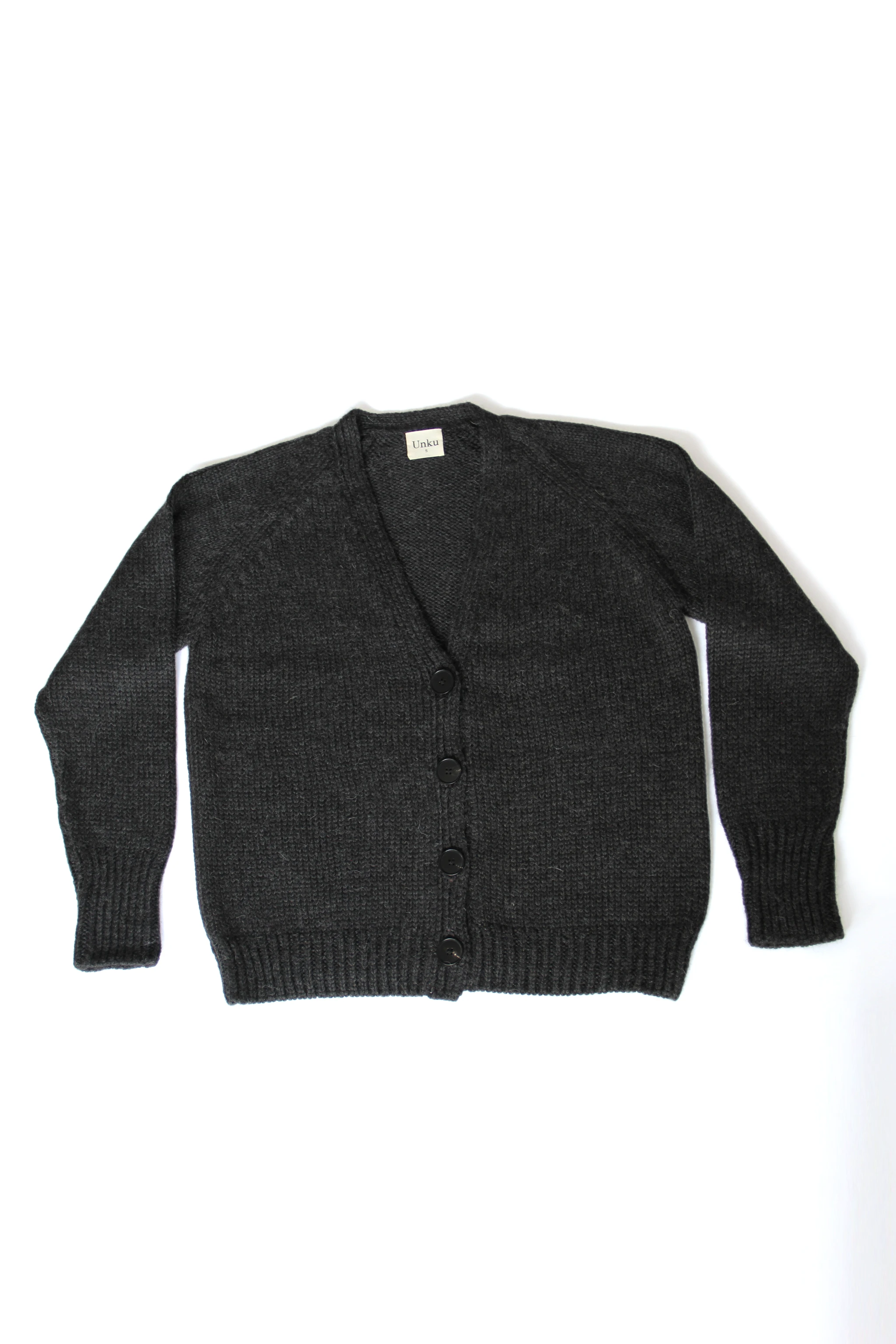 Dark gray cardigan on a white background