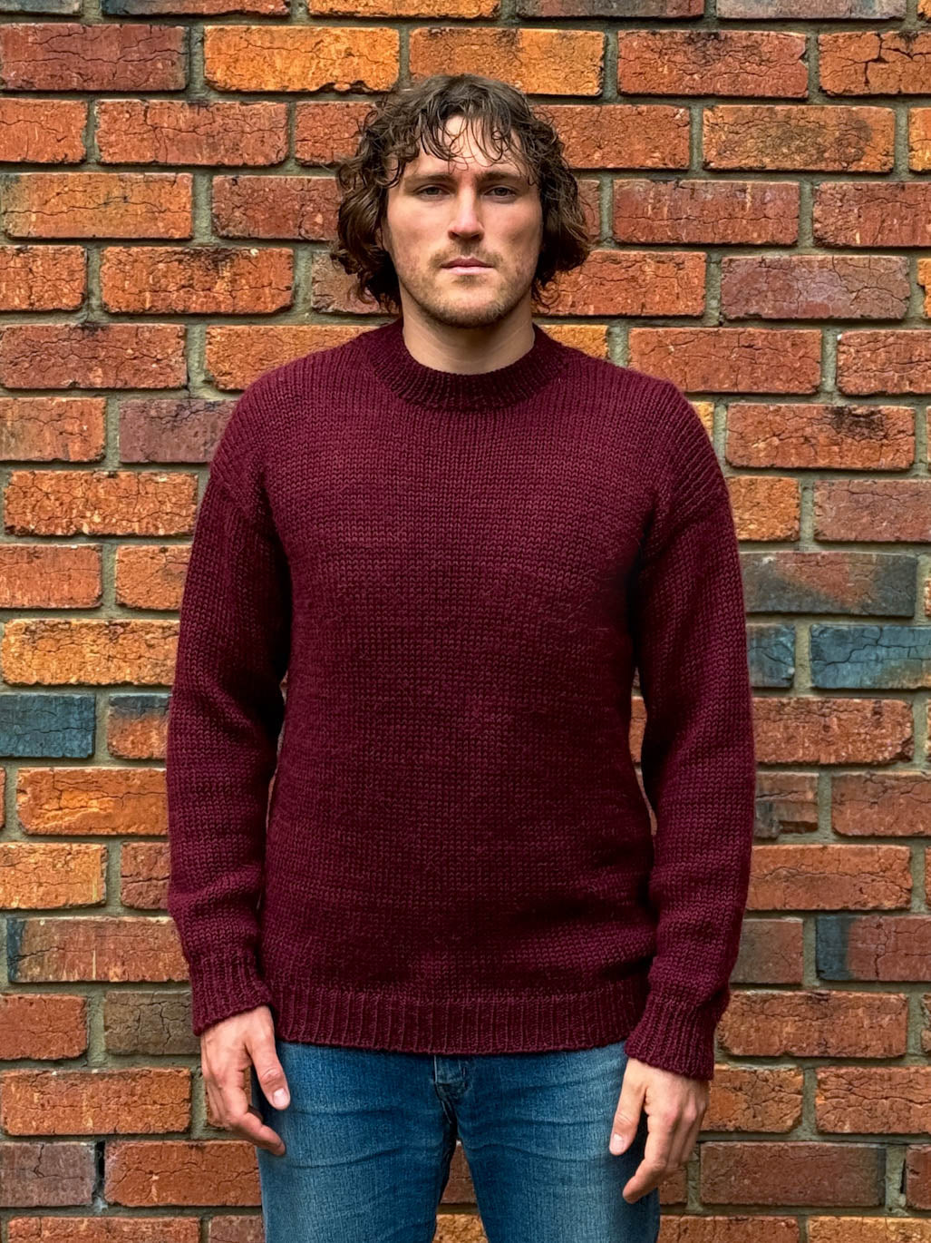 Andes Crew Knit Wine Red